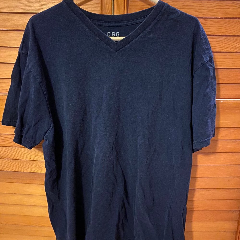 Champs Sporting Goods V Neck Navy Tee Shirt